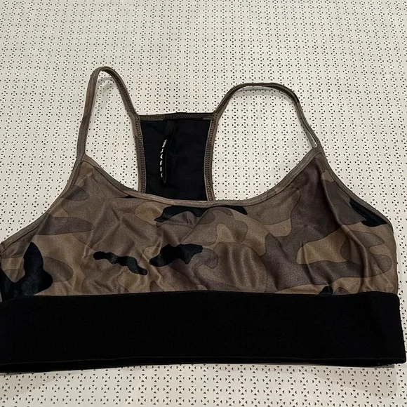 Koral Olive Green Brown Camo Sweeper Infinity Sports Bra NWOT Size S - Picture 3 of 8